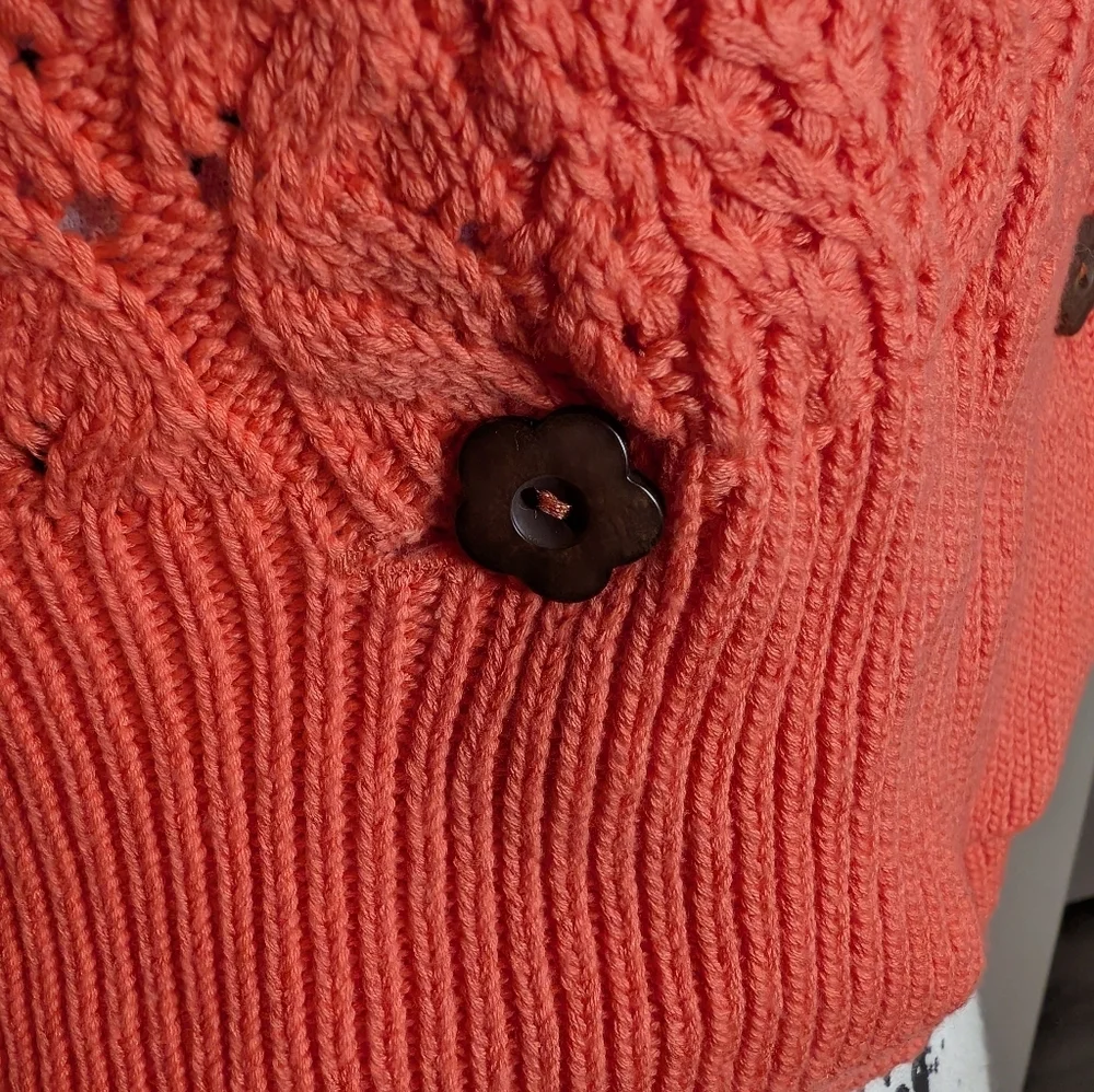 NWT Free People Orange Cable-Knit Wrap Sweater